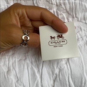 Textured silver coach ring